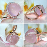 Natural Opal Pink Cat Eye Rings Stone