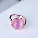 Natural Opal Pink Cat Eye Rings Stone
