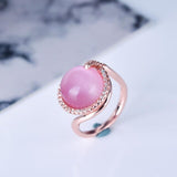 Natural Opal Pink Cat Eye Rings Stone